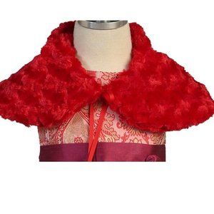Little Girls Infant Short Faux Fur Shoulder Collar Cape Flower Girl Dress Coat